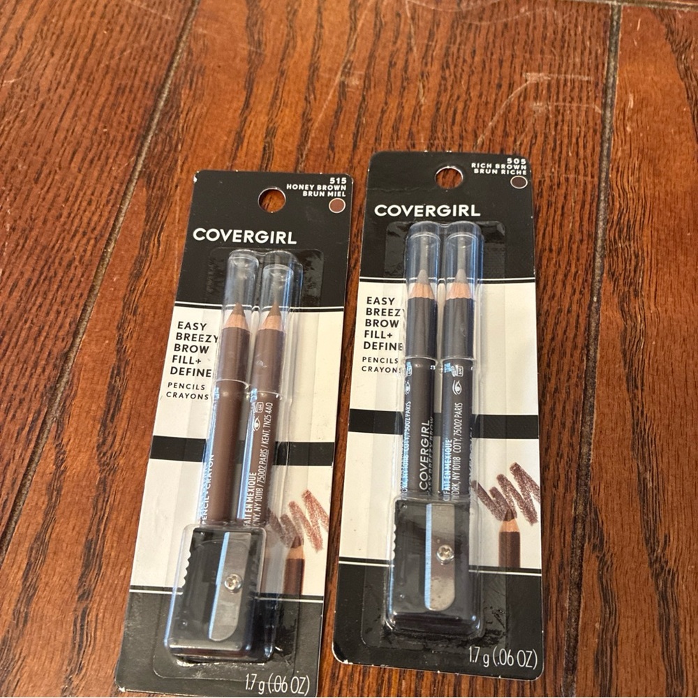 CoverGirl Easy Breezy Brow Pencils 515 Honey Brown, 505 Rich Brown-Lot Of 2